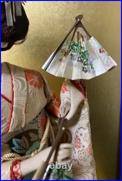 Vintage Japanese Doll Kimono Geisha Maiko Ningyo Standing Figurine Fans