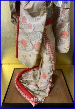 Vintage Japanese Doll Kimono Geisha Maiko Ningyo Standing Figurine Fans