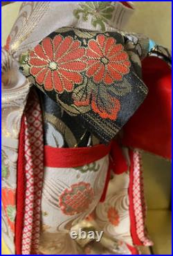Vintage Japanese Doll Kimono Geisha Maiko Ningyo Standing Figurine Fans