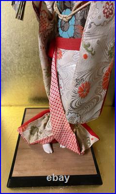 Vintage Japanese Doll Kimono Geisha Maiko Ningyo Standing Figurine Fans
