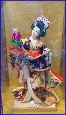 Vintage Japanese Doll Kimono Paper Cranes Geisha Maiko Folk Craft Japan