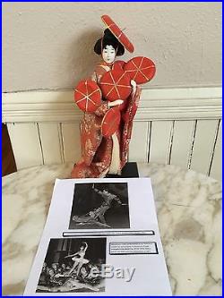 Vintage Japanese Doll Red Silk Elaborate Kimono Gofun Glass Eyes & Human Hair