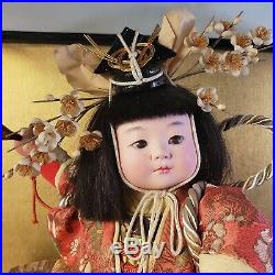 Vintage Japanese Doll Samurai Girl Warrior In Original Glass Case Antique Rare