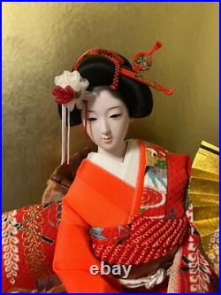 Vintage Japanese Doll Silk Kimono Geisha Maiko Fan Ohgi Kyugetsu Vintage Japanese Doll Silk Kimono Geisha Maiko Fan Ohgi Kyugetsu
