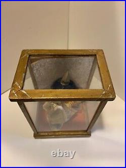 Vintage Japanese Drummer Girl Gofun Hina Doll in Glass & Wood Display Case