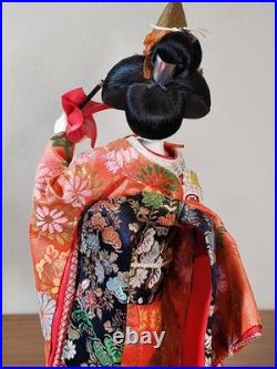 Vintage Japanese Folk Art Oyama Ningyo Geisha Doll Traditional Silk Kimono 16