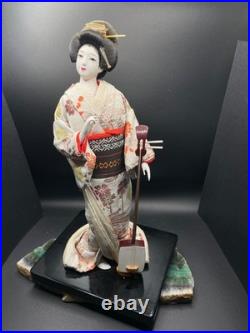 Vintage Japanese Geisha DOLL Lovely Collectible DOLL Flower Brocade Kimono