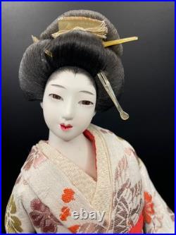 Vintage Japanese Geisha DOLL Lovely Collectible DOLL Flower Brocade Kimono