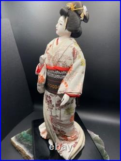 Vintage Japanese Geisha DOLL Lovely Collectible DOLL Flower Brocade Kimono