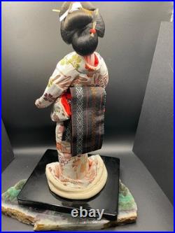 Vintage Japanese Geisha DOLL Lovely Collectible DOLL Flower Brocade Kimono