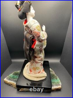 Vintage Japanese Geisha DOLL Lovely Collectible DOLL Flower Brocade Kimono