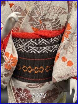 Vintage Japanese Geisha DOLL Lovely Collectible DOLL Flower Brocade Kimono