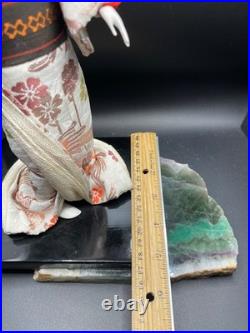Vintage Japanese Geisha DOLL Lovely Collectible DOLL Flower Brocade Kimono