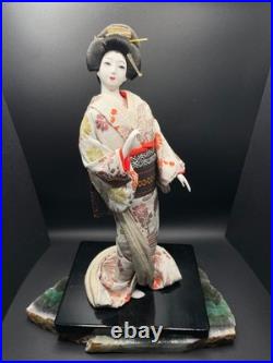 Vintage Japanese Geisha DOLL Lovely Collectible DOLL Flower Brocade Kimono