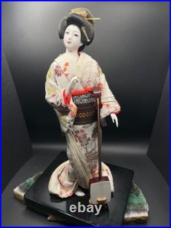 Vintage Japanese Geisha DOLL Lovely Collectible DOLL Flower Brocade Kimono