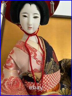 Vintage Japanese Geisha Doll in Glass Case
