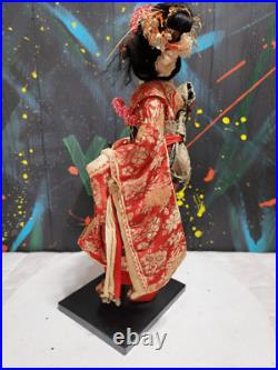 Vintage Japanese Giesha Kimono Doll With Fan 18