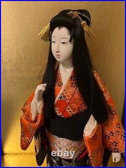 Vintage Japanese Gofun Doll Kimono Geisha Maiko Noble Long Hair