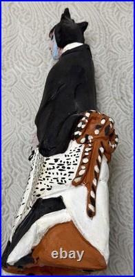 Vintage Japanese Hakata Clay Doll Hand-Painted WithSamurai Sword Visual Stunning