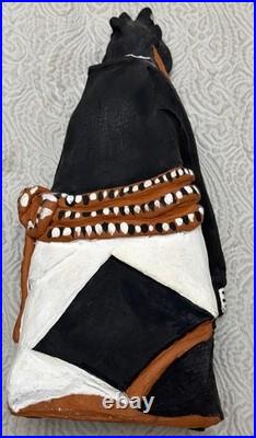 Vintage Japanese Hakata Clay Doll Hand-Painted WithSamurai Sword Visual Stunning