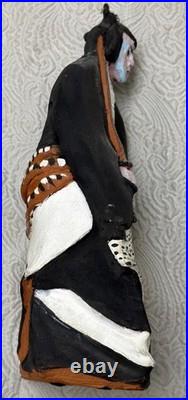 Vintage Japanese Hakata Clay Doll Hand-Painted WithSamurai Sword Visual Stunning