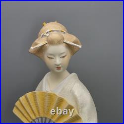 Vintage Japanese Hakata Doll Traditional Geisha In Kimono With Fan Ceramic 14.5 Vintage Japanese Hakata Doll Traditional Geisha In Kimono With Fan Ceramic 14.5