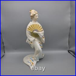 Vintage Japanese Hakata Doll Traditional Geisha In Kimono With Fan Ceramic 14.5