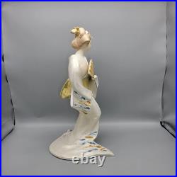 Vintage Japanese Hakata Doll Traditional Geisha In Kimono With Fan Ceramic 14.5