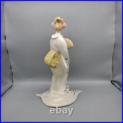 Vintage Japanese Hakata Doll Traditional Geisha In Kimono With Fan Ceramic 14.5