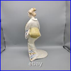 Vintage Japanese Hakata Doll Traditional Geisha In Kimono With Fan Ceramic 14.5