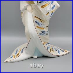 Vintage Japanese Hakata Doll Traditional Geisha In Kimono With Fan Ceramic 14.5