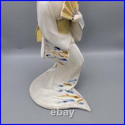 Vintage Japanese Hakata Doll Traditional Geisha In Kimono With Fan Ceramic 14.5