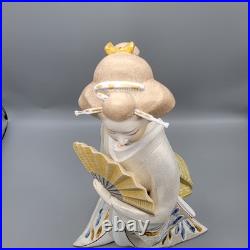 Vintage Japanese Hakata Doll Traditional Geisha In Kimono With Fan Ceramic 14.5
