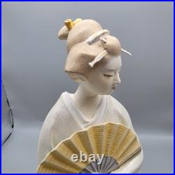 Vintage Japanese Hakata Doll Traditional Geisha In Kimono With Fan Ceramic 14.5