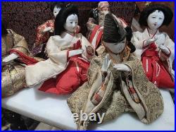 Vintage Japanese Hina Ningyo Dolls Set of 11 Miniature Kimono Court Figures
