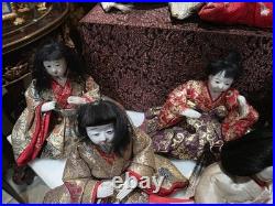 Vintage Japanese Hina Ningyo Dolls Set of 11 Miniature Kimono Court Figures
