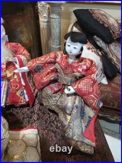 Vintage Japanese Hina Ningyo Dolls Set of 11 Miniature Kimono Court Figures