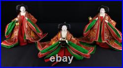 Vintage Japanese Hina-dolls set Three Court Ladies No10 c1920s