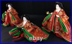 Vintage Japanese Hina-dolls set Three Court Ladies No10 c1920s