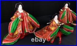 Vintage Japanese Hina-dolls set Three Court Ladies No10 c1920s
