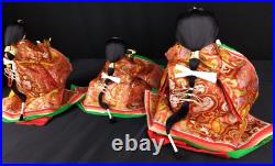 Vintage Japanese Hina-dolls set Three Court Ladies No10 c1920s