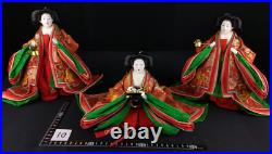 Vintage Japanese Hina-dolls set Three Court Ladies No10 c1920s