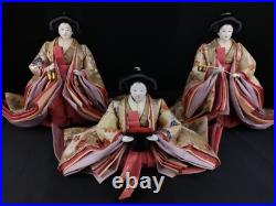 Vintage Japanese Hina-dolls set Three Court Ladies No6 c1920s