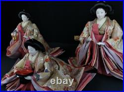 Vintage Japanese Hina-dolls set Three Court Ladies No6 c1920s
