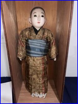 Vintage Japanese Ichimatsu Clay Doll with Original Wooden Case 24 Tall