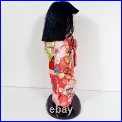Vintage Japanese Ichimatsu Ningyo Doll 17.5 Red Floral Kimono Japan