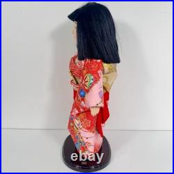 Vintage Japanese Ichimatsu Ningyo Doll 17.5 Red Floral Kimono Japan