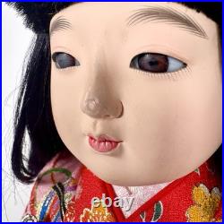 Vintage Japanese Ichimatsu Ningyo Doll 17.5 Red Floral Kimono Japan