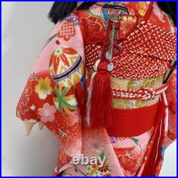 Vintage Japanese Ichimatsu Ningyo Doll 17.5 Red Floral Kimono Japan