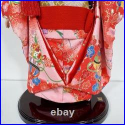 Vintage Japanese Ichimatsu Ningyo Doll 17.5 Red Floral Kimono Japan